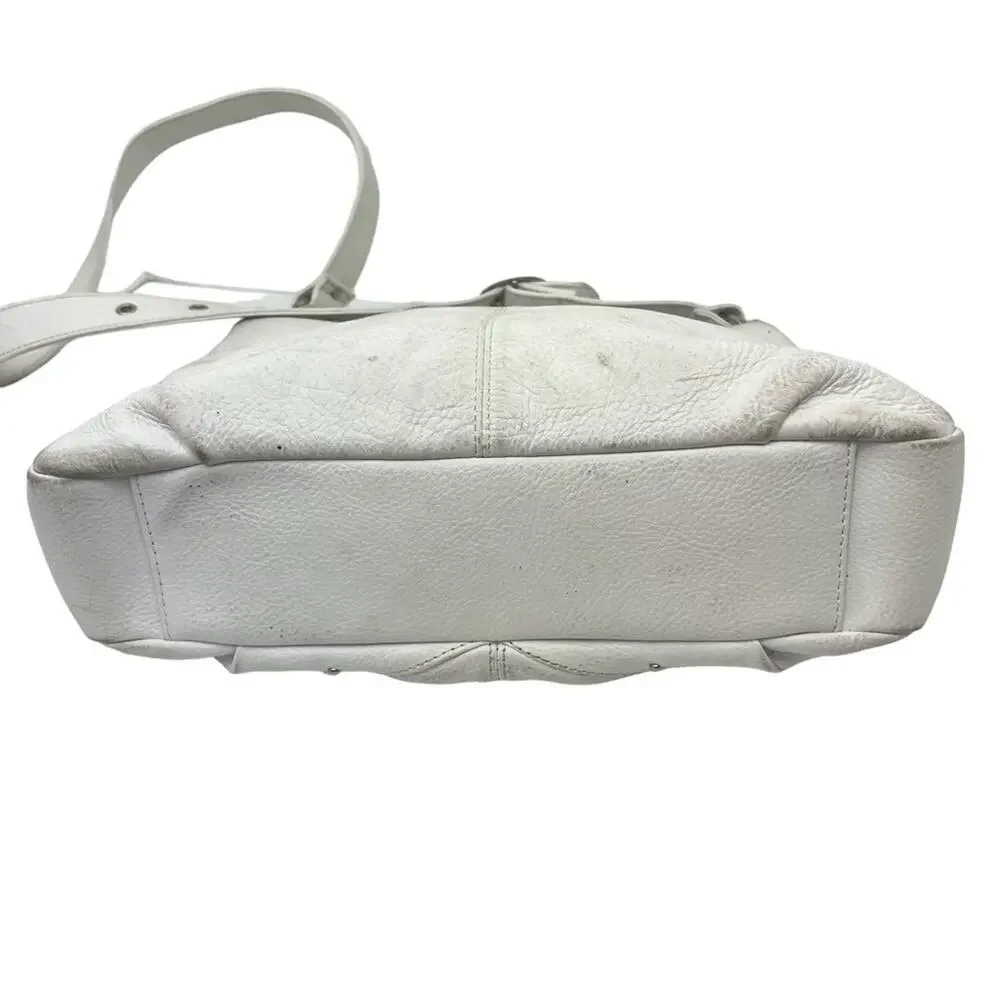 STONE & CO MOUNTAIN White Genuine Leather Shoulder Bag Purse Handbag Tote